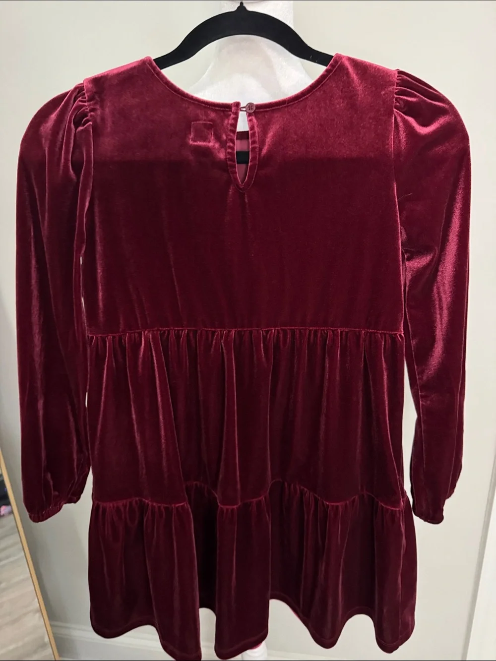 GAP Girls' Velvet Tiered Dress - Wine Red